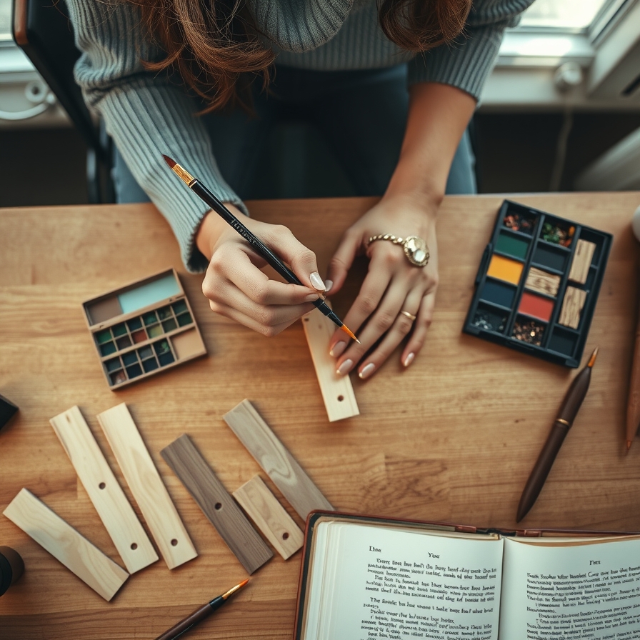 Hand-painting a wooden bookmark